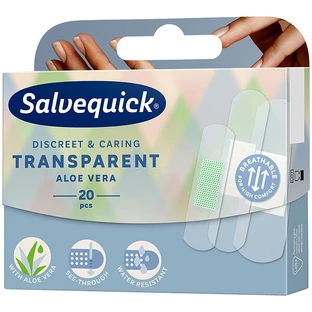 Salvequick Transparent Aloe Vera, patchs transparents avec pansement, imperméable, à l'aloe vera, 20 pièces