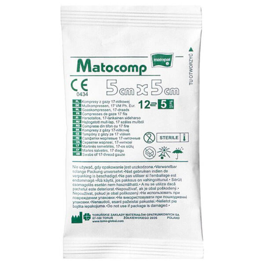 Comprar Matopat Matocomp, compresas de gasa estériles, 17 hilos, 12 capas, 5 cm x 5 cm, 5 piezas Matopat Matocomp, compresas de gasa estériles, 17 hilos, 12 capas, 5 cm x 5 cm, 5 piezas