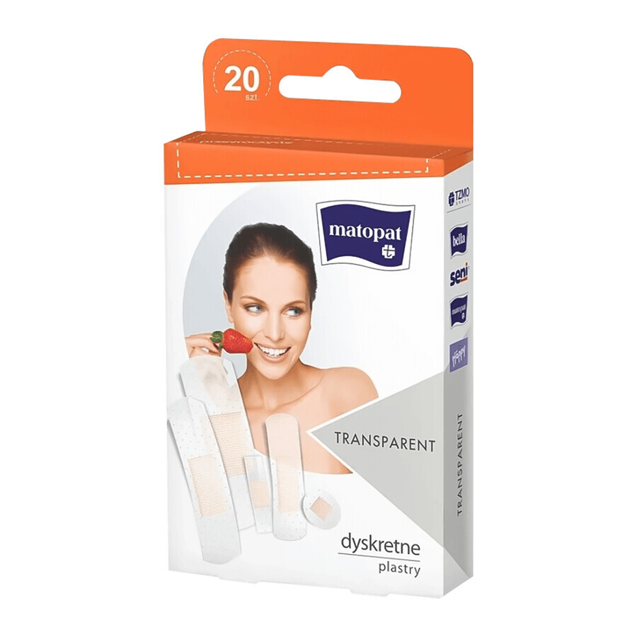 Winkel op Matopat Transparant, pleisters met verband, discreet, 20 stuks Matopat Transparant, pleisters met verband, discreet, 20 stuks