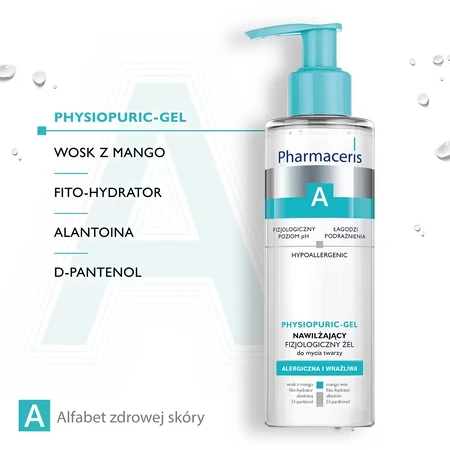 Pharmaceris A Physiopuric, Physiological moisturizing face cleansing gel, allergic and sensitive skin, 190 ml