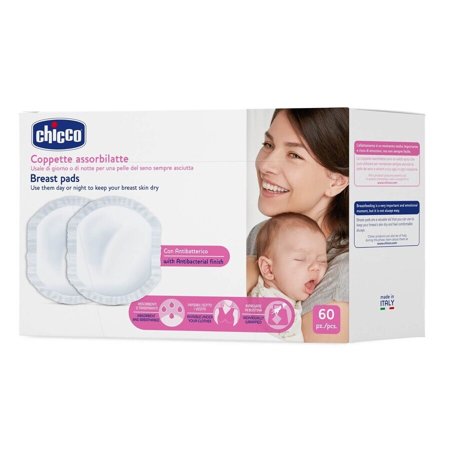Comprar Chicco, Discos absorbentes NaturalFeeling, antibacteriano, 60 unidades Chicco, Discos absorbentes NaturalFeeling, antibacteriano, 60 unidades