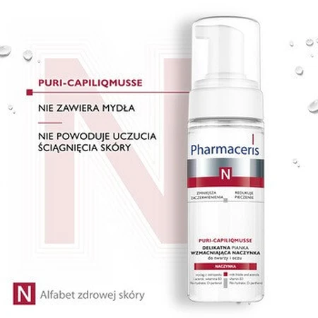 Pharmaceris N Puri-Capiliqmusse, espuma suave de refuerzo vascular para cara y ojos, 150 ml