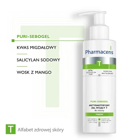 Pharmaceris T Puri-Sebogel – Antibacteriële gezichtsreiniger, 190 ml