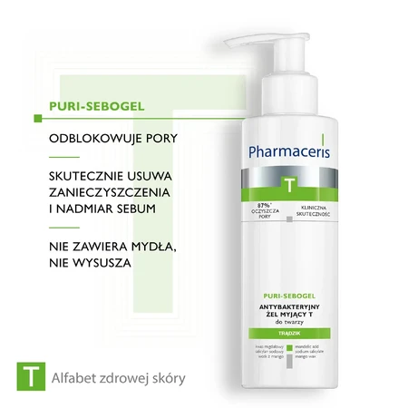 Pharmaceris T Puri-Sebogel – Antibacteriële gezichtsreiniger, 190 ml