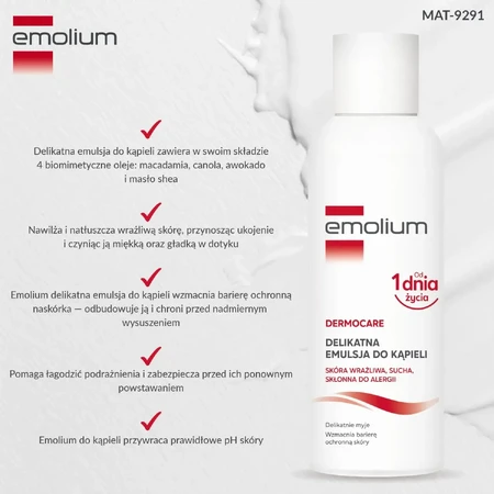Emolium Dermocare, Badeemulsion, ab Geburt, 400 ml
