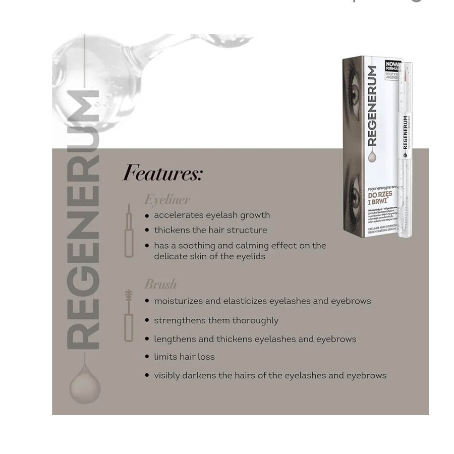 Regenerum, sérum régénérateur pour cils et sourcils, 11 ml