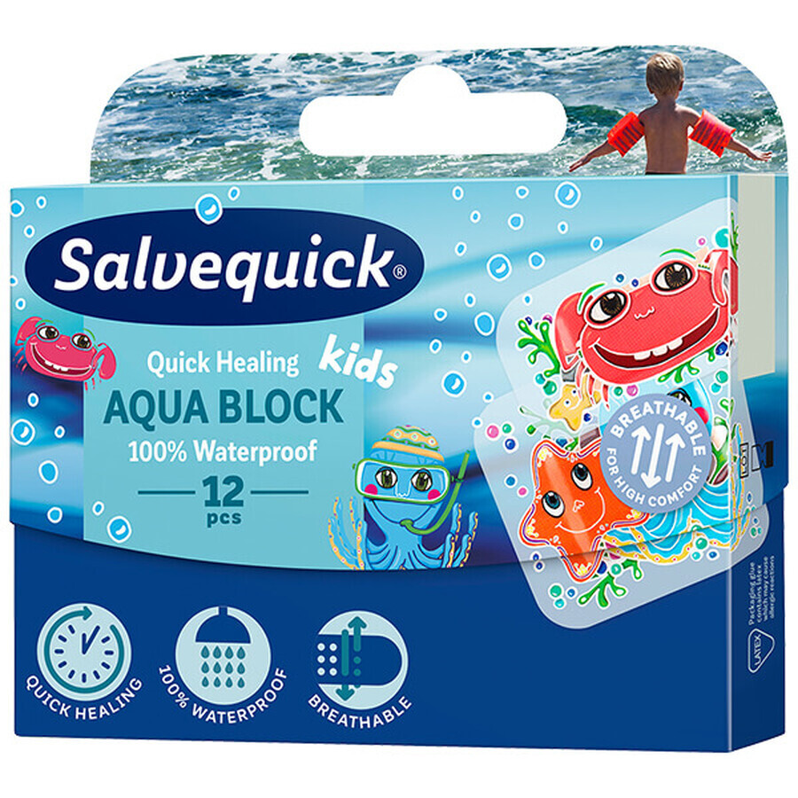 Buy Salvequick plasters, Aqua Block Kids, 12 pieces Salvequick plasters, Aqua Block Kids, 12 pieces