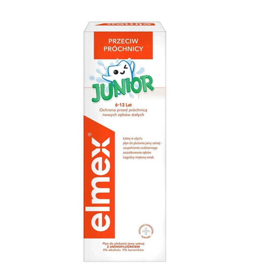 Elmex Junior, colutorio para niños de 6 a 12 años, con aminofluoruro, 400 ml