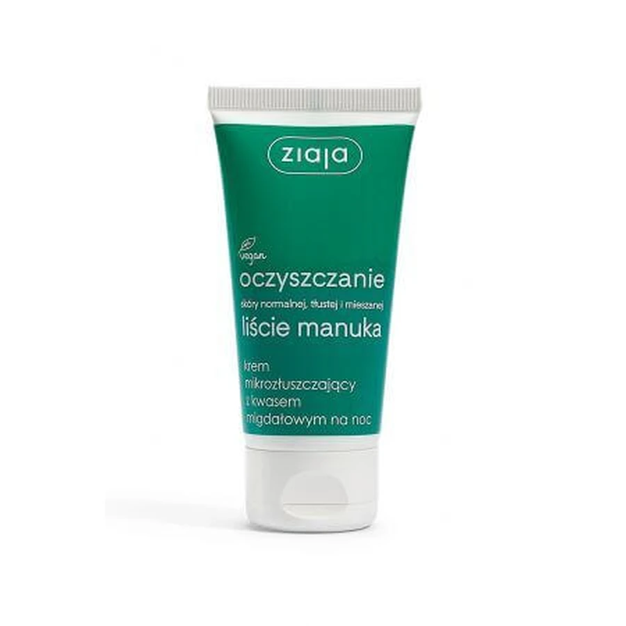 Ziaja Manuka Leaves, micro-exfoliërende crème met amandelzuur, nacht, 50 ml