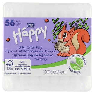 Bella Baby Happy, papieren wattenstaafjes voor kinderen, 56 stuks