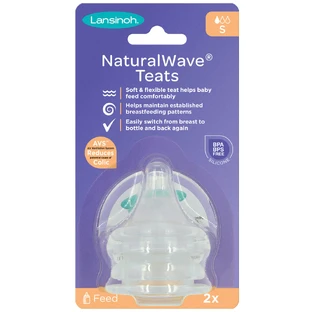 Lansinoh mOmma, NaturalWave flessenspeen, siliconen, free flow, 0-3 maanden, 2 stuks