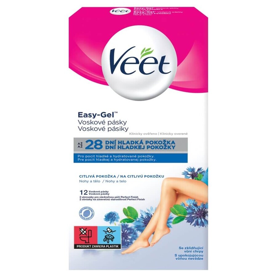 Comprar Veet Easy-Gel, parches de cera corporal para depilación, piel sensible, aceite de almendras dulces, 12 unidades Veet Easy-Gel, parches de cera corporal para depilación, piel sensible, aceite de almendras dulces, 12 unidades