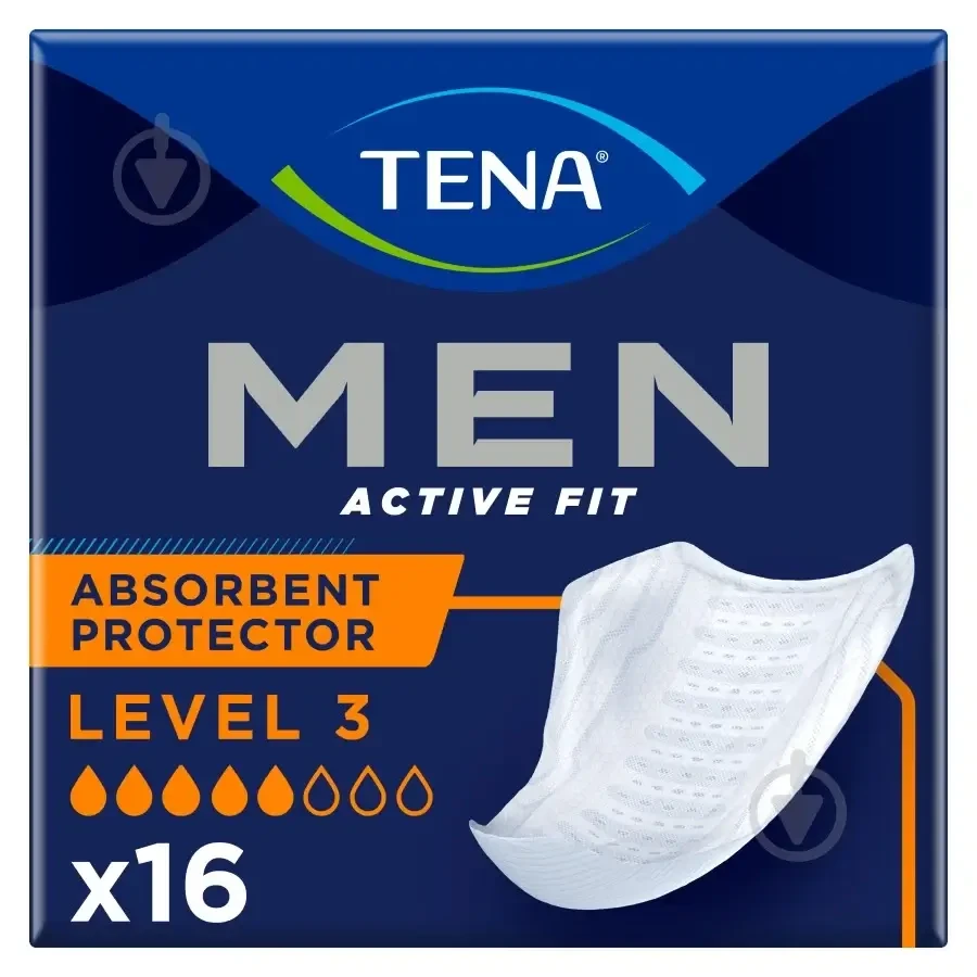 Tena Men Active Fit, plantillas anatómicas para hombre, Nivel 3, 20 unidades