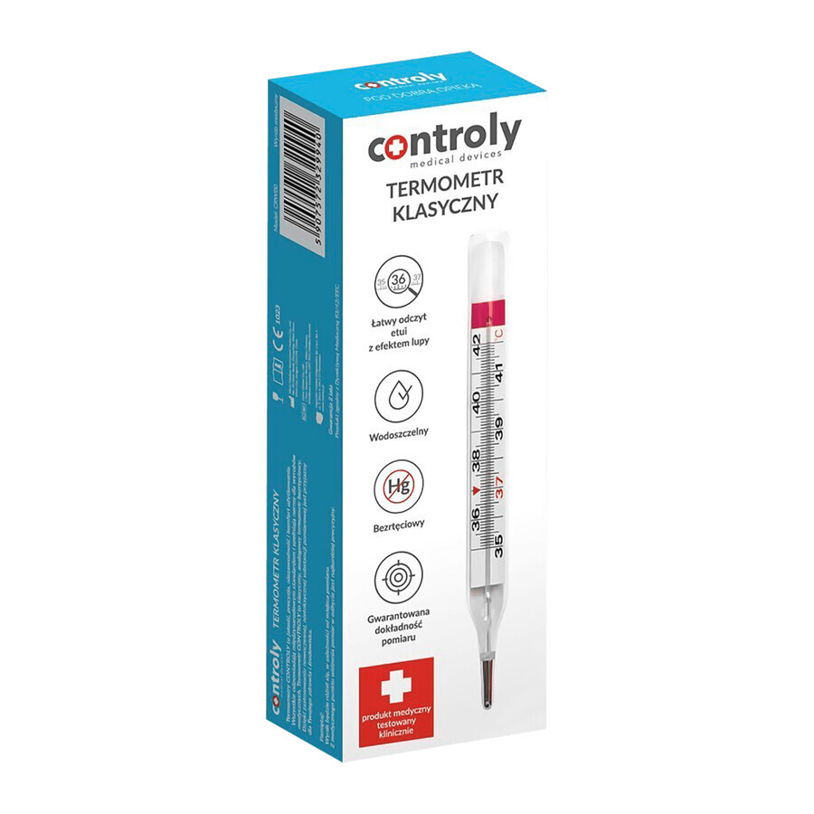 Buy Controly, classic mercury-free thermometer with magnifying glass Controly, classic mercury-free thermometer with magnifying glass