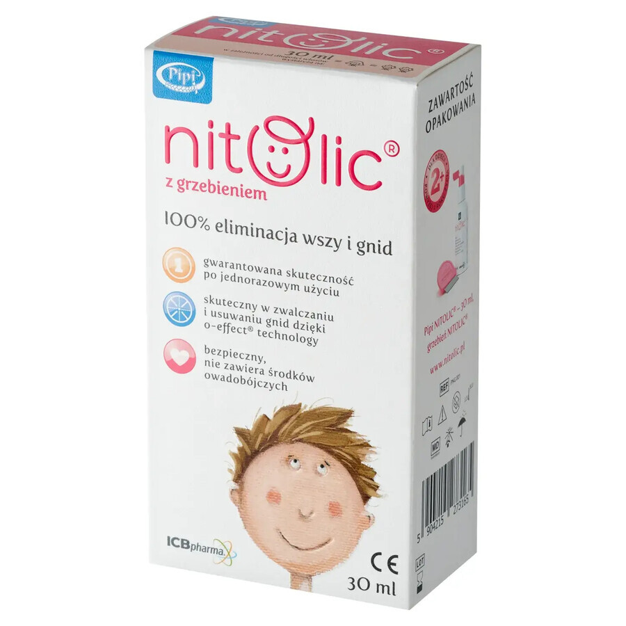 Pipi Nitolic, spray to eliminate lice and grasshoppers, 30 ml + comb