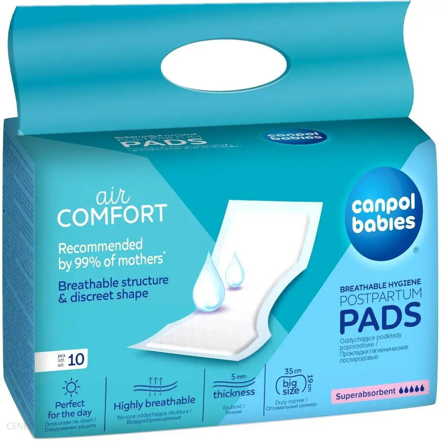 Boutique Canpol Babies, serviettes post-partum respirantes pour la nuit, 10 pièces Canpol Babies, serviettes post-partum respirantes pour la nuit, 10 pièces