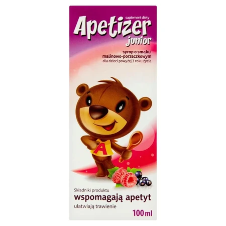 Apetizer Junior, jarabe para niños mayores de 3 años, sabor frambuesa y grosella, 100 ml