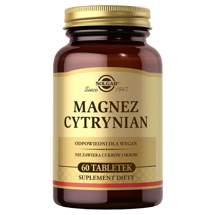 Buy Solgar Magnesium Citrate, 60 tablets Solgar Magnesium Citrate, 60 tablets