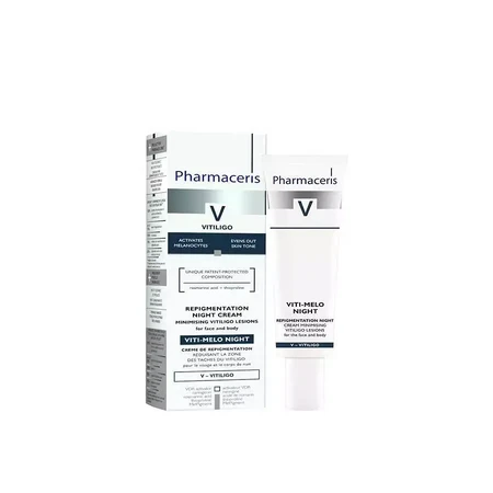 Pharmaceris V Viti-Melo Nuit, crème repigmentante réduisant la surface des taches de vitiligo la nuit, 40 ml