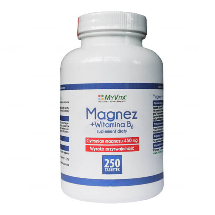 Buy MyVita Magnesium + Vitamin B6, 250 tablets MyVita Magnesium + Vitamin B6, 250 tablets