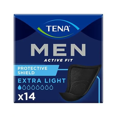 Tena Men Active Fit, semelles anatomiques pour hommes, Extra Light Black, 14 pièces