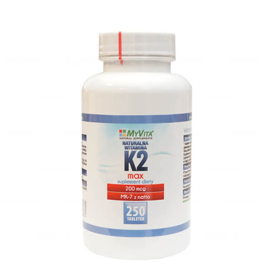 Winkel op MyVita K2 Max, vitamine K MK-7 met natto 200 µg, 250 tabletten MyVita K2 Max, vitamine K MK-7 met natto 200 µg, 250 tabletten