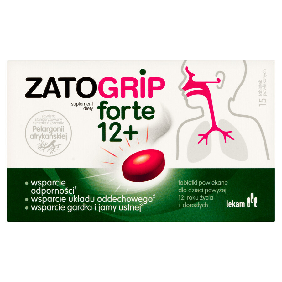 Winkel op Zatogrip Forte 12+, voor kinderen en volwassenen, 15 omhulde tabletten Zatogrip Forte 12+, voor kinderen en volwassenen, 15 omhulde tabletten