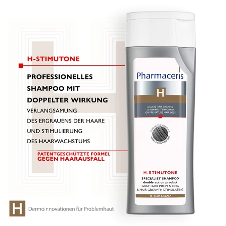 Pharmaceris H, Stimutone, shampooing pour ralentir le processus de grisonnement et stimuler la croissance des cheveux, 250 ml