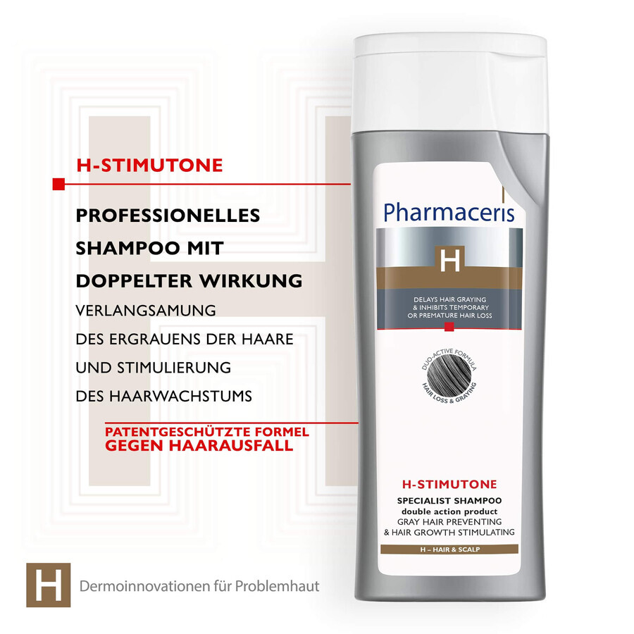 Pharmaceris H, Stimutone, champú para frenar el encanecimiento y estimular el crecimiento del cabello, 250 ml