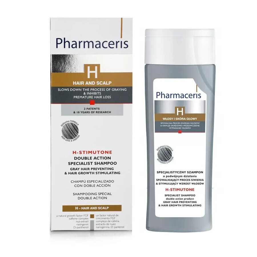 Pharmaceris H, Stimutone, champú para frenar el encanecimiento y estimular el crecimiento del cabello, 250 ml
