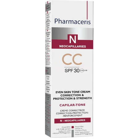 Pharmaceris N Capilar-Tone CC, crème tonifiante, peaux vasculaires et hyper-réactives, SPF 30, 40 ml