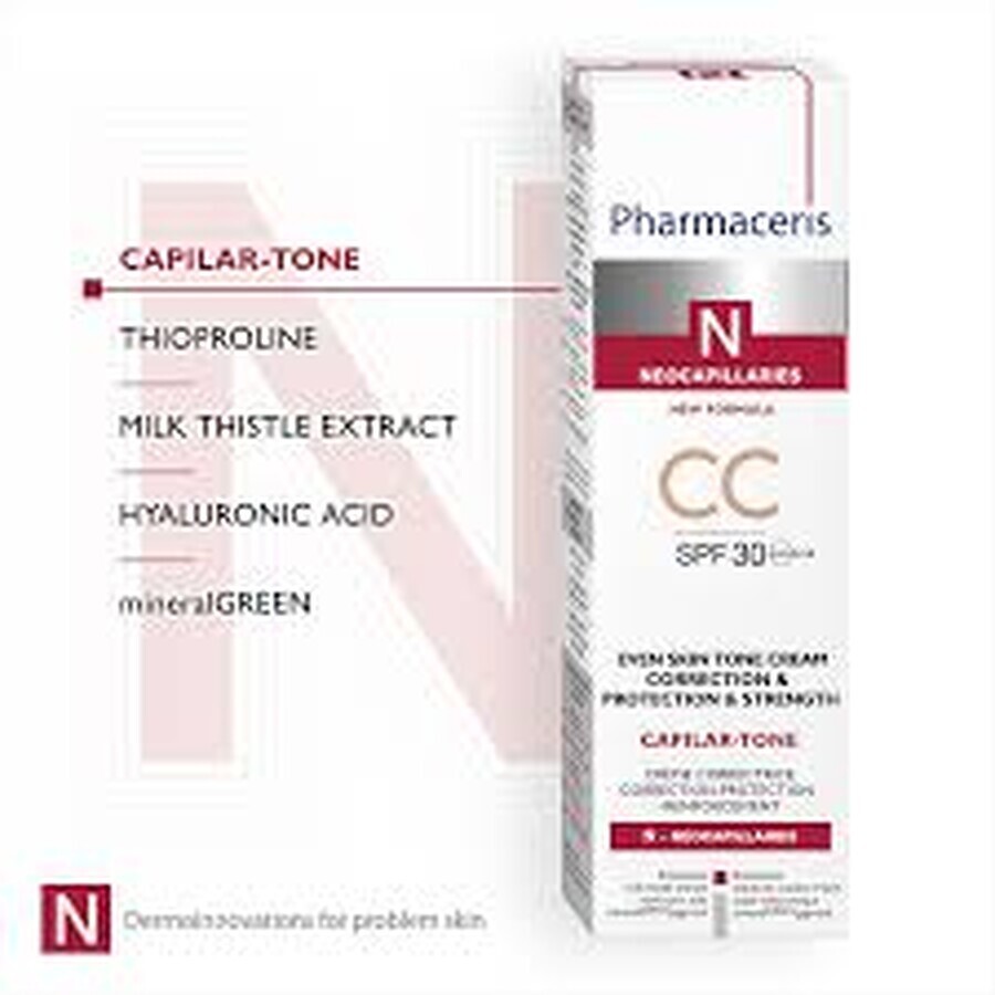 Pharmaceris N Capilar-Tone CC, Tonic cream, vascular and hyperreactive skin, SPF 30, 40 ml