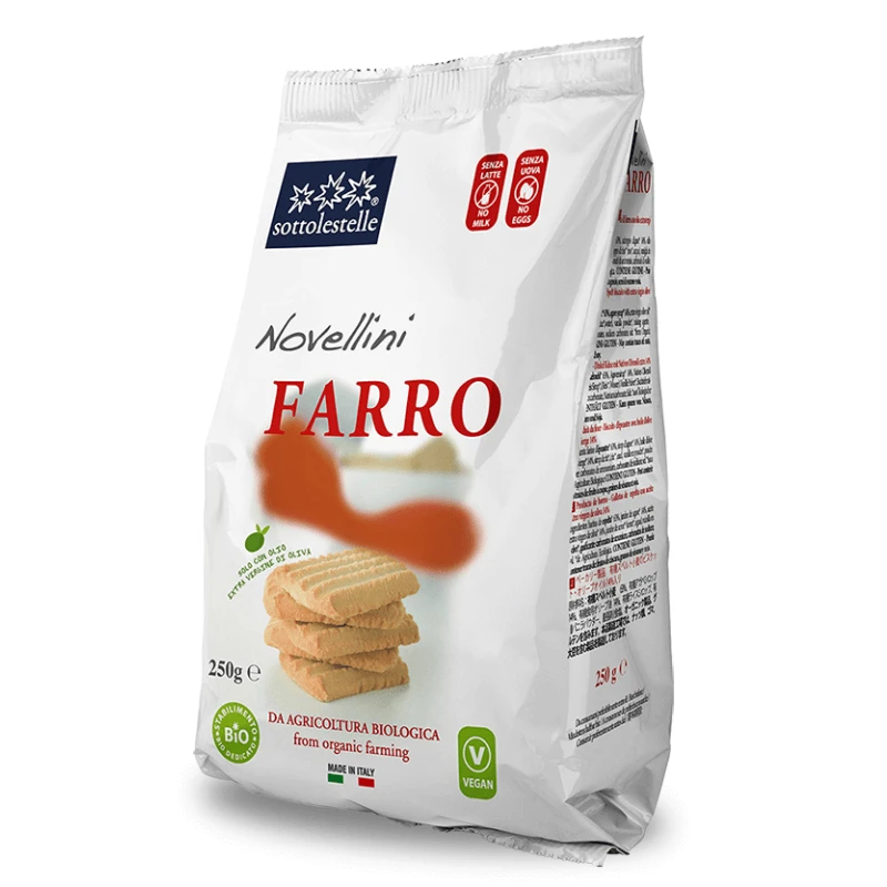Vegan Spelta Novellini eco flour biscuits, 250 g, Sottolestelle