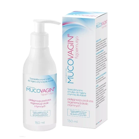 Mucovagin Physioemulsion, emulsión especializada en la higiene íntima femenina, regeneración de la zona íntima, 150 ml