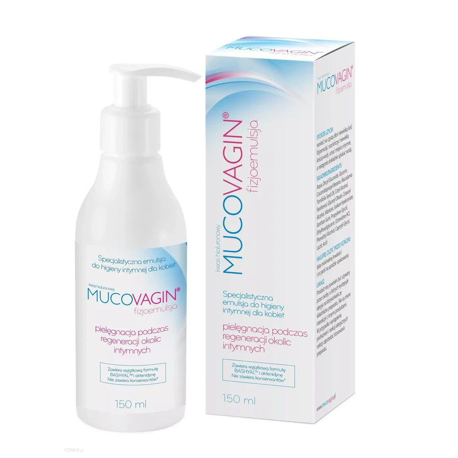 Mucovagin Physioemulsion, emulsión especializada en la higiene íntima femenina, regeneración de la zona íntima, 150 ml