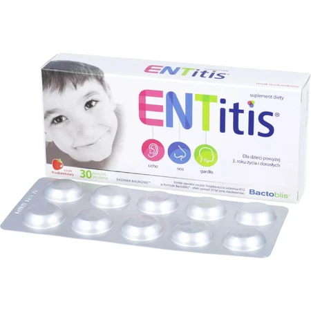 ENTitis voor kinderen vanaf 3 jaar, aardbeiensmaak, 30 zuigtabletten