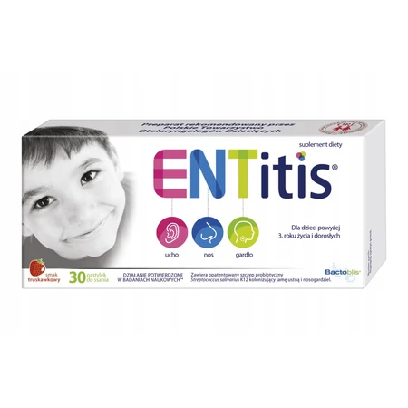 ENTitis voor kinderen vanaf 3 jaar, aardbeiensmaak, 30 zuigtabletten
