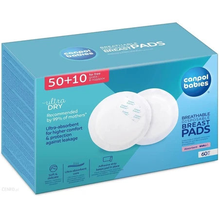 Canpol Babies, breast pads with adhesive, 50 units + 10 gift units