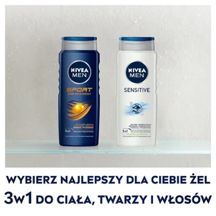 Nivea Men, Gel de ducha 3 en 1 para rostro, cuerpo y cabello, Sensitive, 500 ml