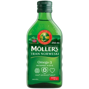 Möller's Aceite de hígado de bacalao para mayores de 3 años, sabor natural, 250 ml