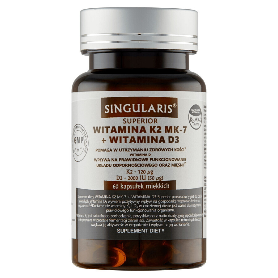 Acquista Singularis Stelle Vitamine K2 MK-7 + D3 2000UI 60 capsule Singularis Stelle Vitamine K2 MK-7 + D3 2000UI 60 capsule