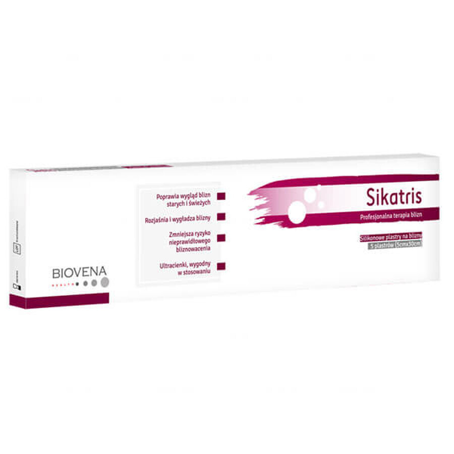 Buy Sikatris, silicone patches for scars, 5 cm x 30 cm, 5 pieces Sikatris, silicone patches for scars, 5 cm x 30 cm, 5 pieces