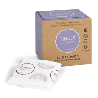 Ginger Organic, serviettes de jour avec ailes, 10 pcs