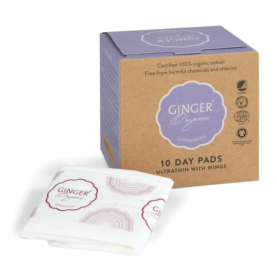 Cumpără Ginger Organic, prosoape de zi cu aripi, 10 buc. Ginger Organic, prosoape de zi cu aripi, 10 buc.