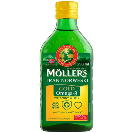 Gold Fish Oil with Omega-3, Lemon Flavor, 250 ml, Möller's
