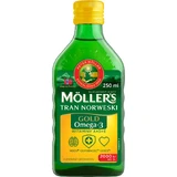 Ulei de pește Gold cu Omega-3, aromă de lămâie, 250 ml, Möller’s