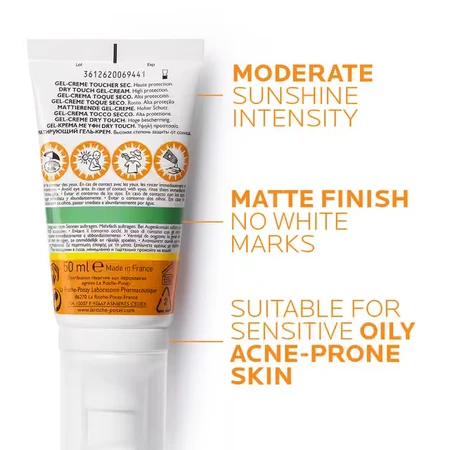 La Roche-Posay Anthelios, crema facial en gel matificante, FPS 50+, 50 ml