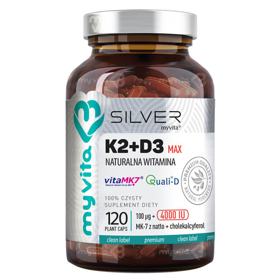 Cumpără MyVita Silver Vitamin K2 + D3 4000 UI Forte, 120 capsule MyVita Silver Vitamin K2 + D3 4000 UI Forte, 120 capsule
