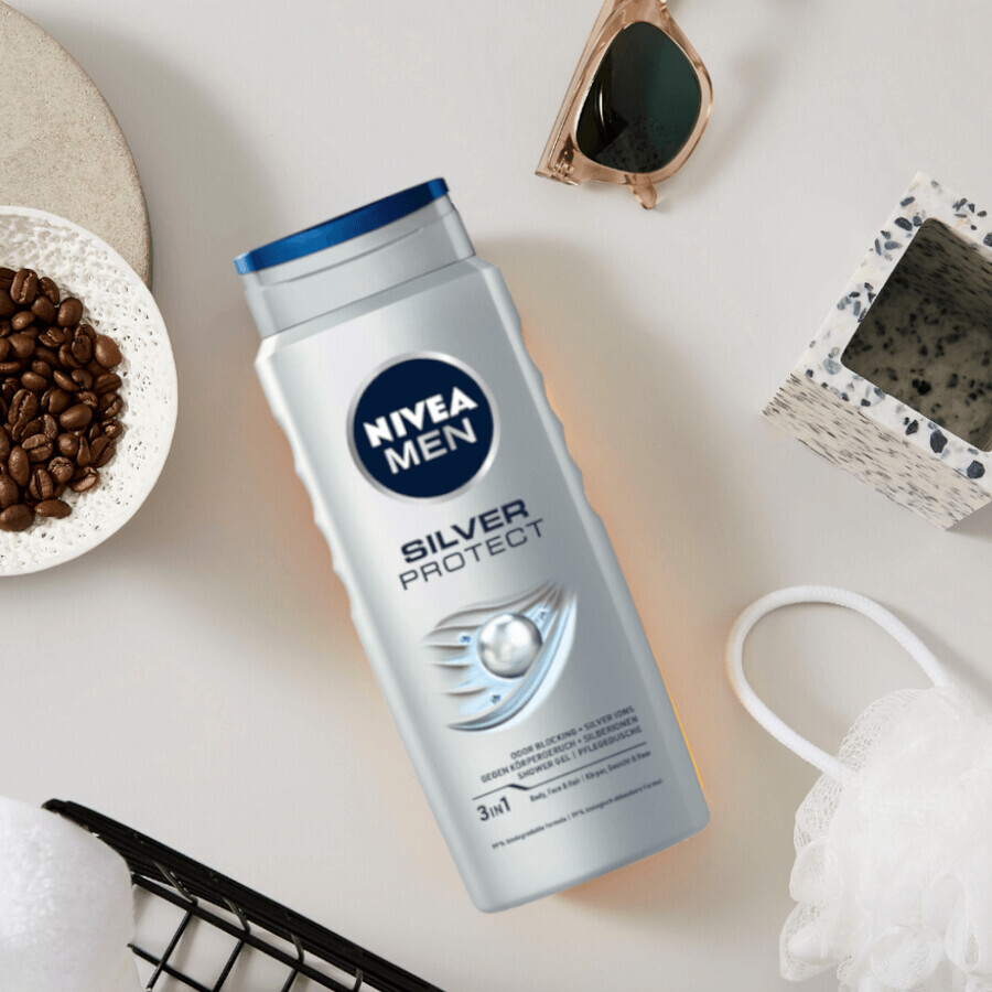 Winkel op Nivea Men Silver Protect, 3in1 douchegel voor gezicht, lichaam en haar, 500 ml Nivea Men Silver Protect, 3in1 douchegel voor gezicht, lichaam en haar, 500 ml
