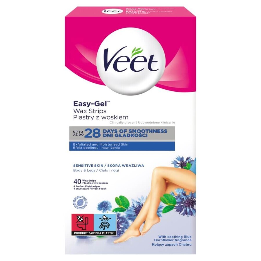 Comprar Veet Easy-Gel, parches de cera corporal para depilación, piel sensible, aceite de almendras dulces, 40 unidades Veet Easy-Gel, parches de cera corporal para depilación, piel sensible, aceite de almendras dulces, 40 unidades